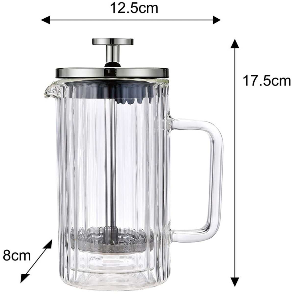 Zaparzacz do kawy herbaty szklany 350ml French Press srebrny KLAUSBERG