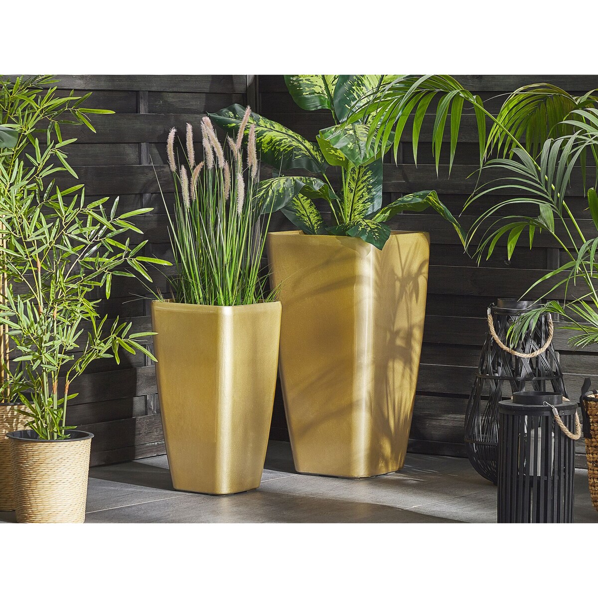 Doniczka 30 x 30 x 57 cm złota MODI