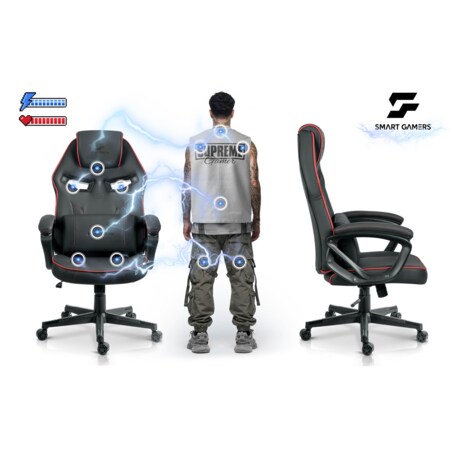 Fotel gamingowy obrotowy dla gracza Sofotel Furon czarno-czerwony