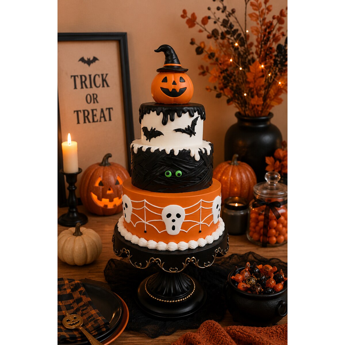 Dekoracja Halloween - tort z dynią 41x19,5x19,5 cm KEYK