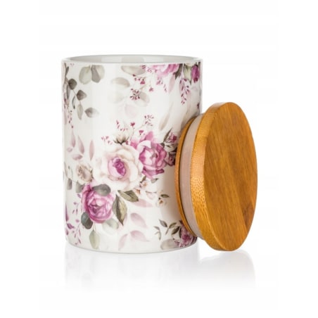 POJEMNIK ceramika W RÓŻE kwiaty pokrywa do kawy herbaty przyprawy zioła