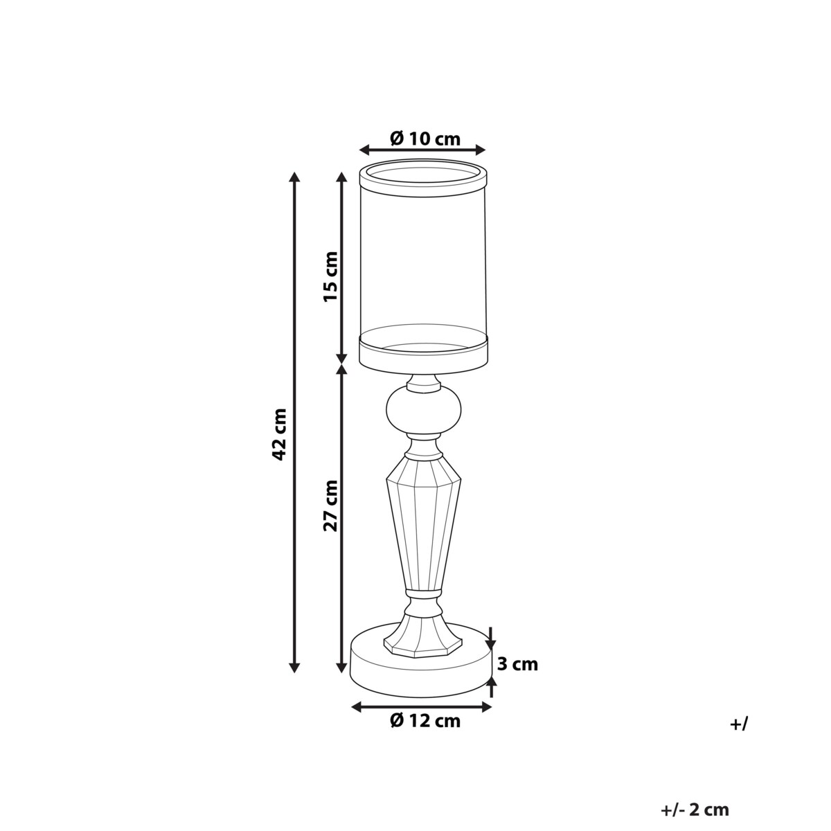 Świecznik szklany 42 cm srebrny BONAO
