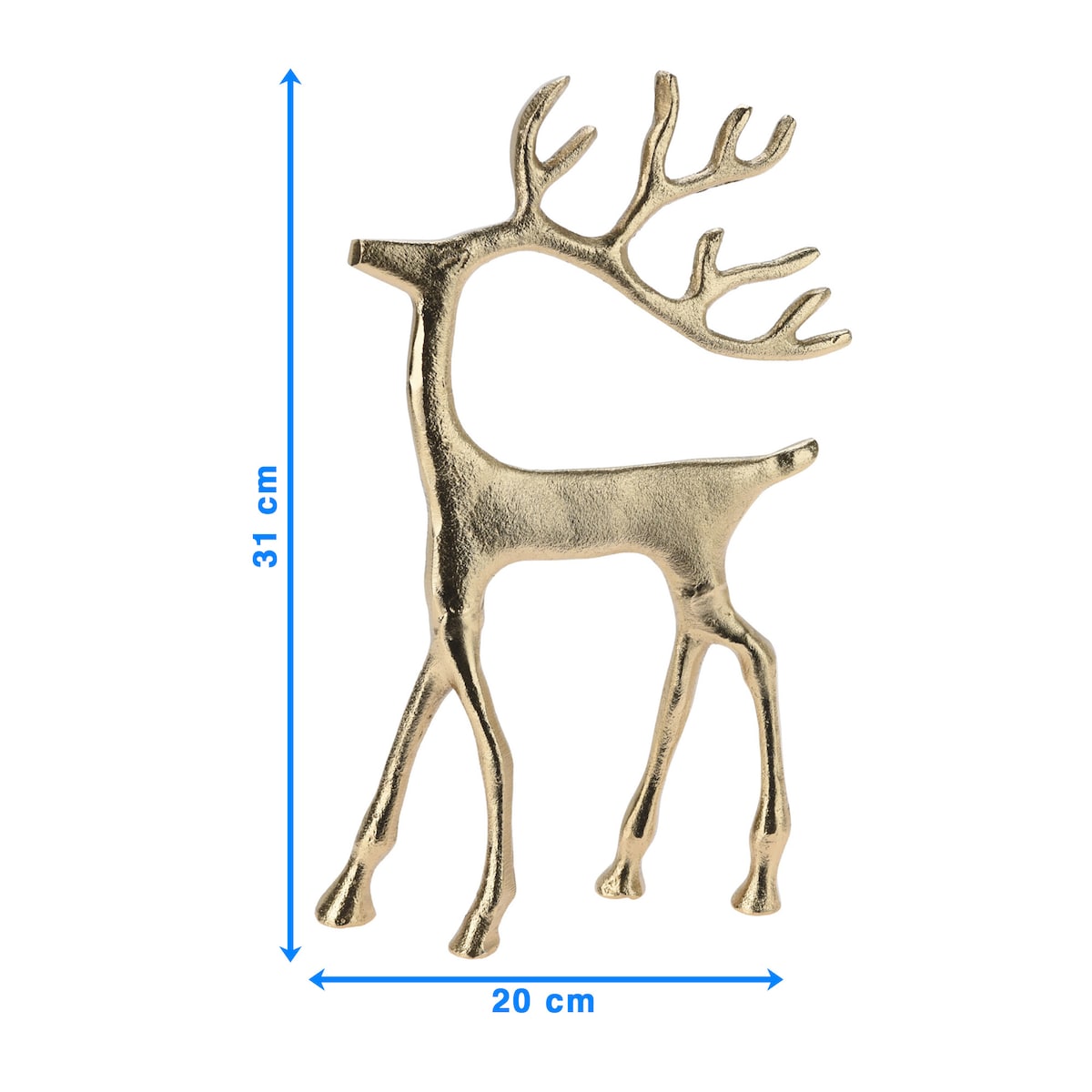 Renifer Figurka Duża Świąteczna Stojąca Dekoracja Ozdoba Złoty 20x31 Cm