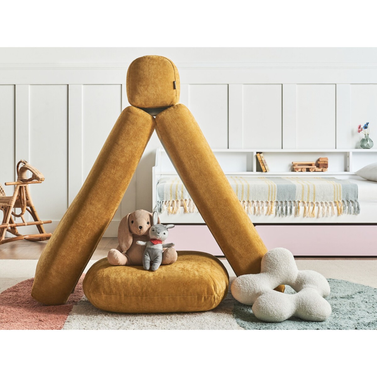 Sofa rozkładana jednoosobowa OLDEN Musztardowy