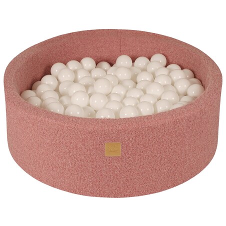 MeowBaby® Boucle Różowy Okrągły Suchy Basen 90x30cm dla Dziecka, piłki: Biały