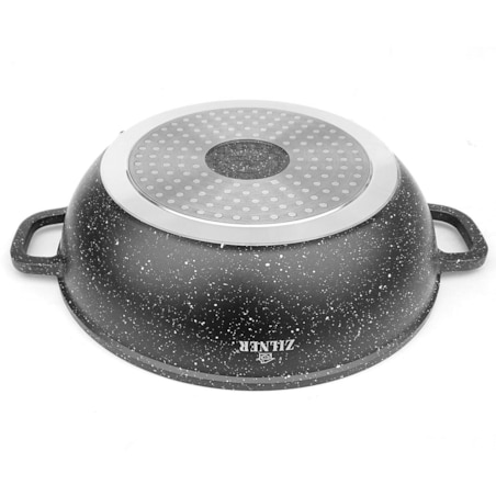 Garnek marmurkowy niski z pokrywką wok czarny 3.3L 28cm indukcja gaz ZILNER