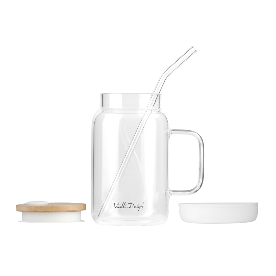 Słoik ze słomką 600 ml biały Fuori 29835