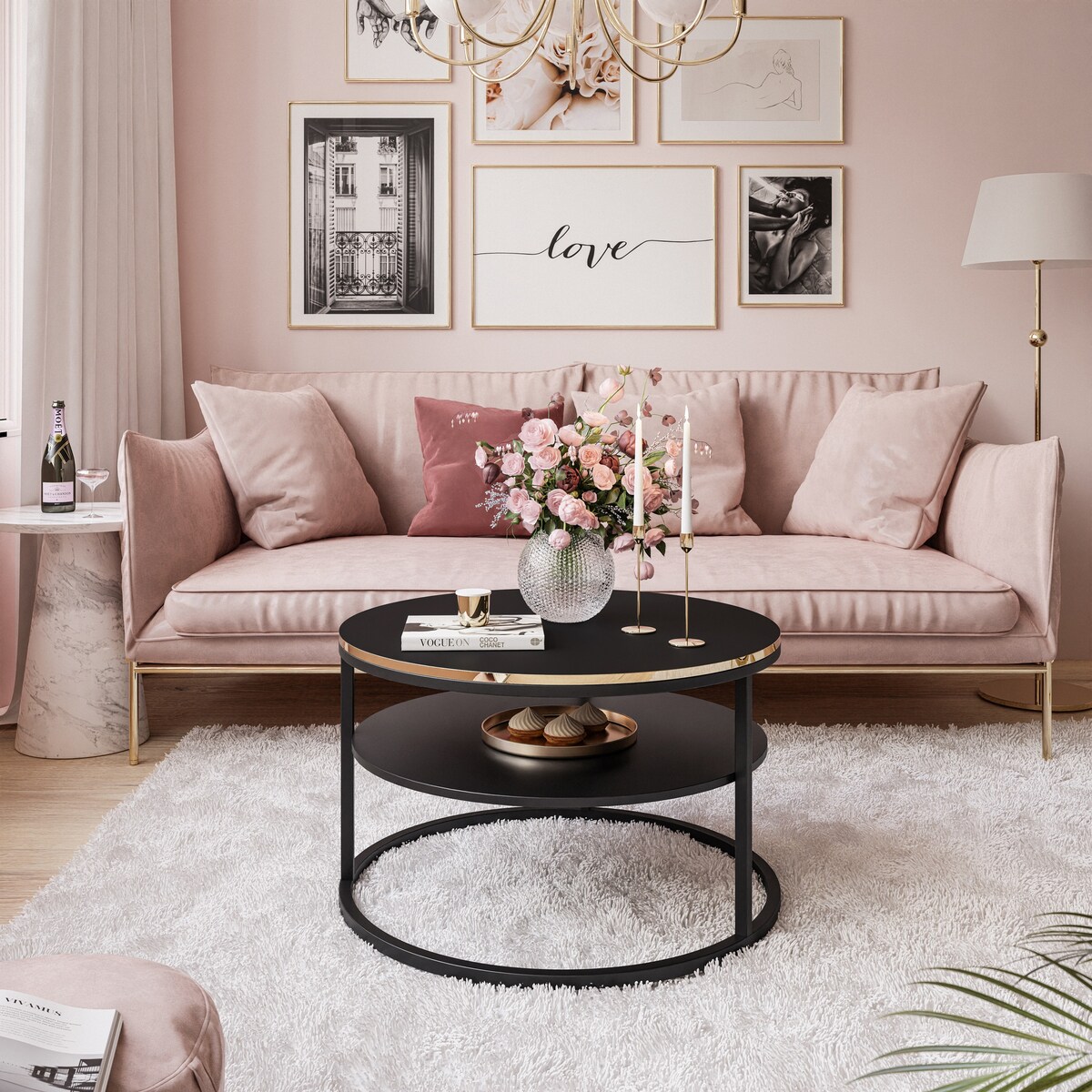 Stolik kawowy COREIL z półką czarny mat