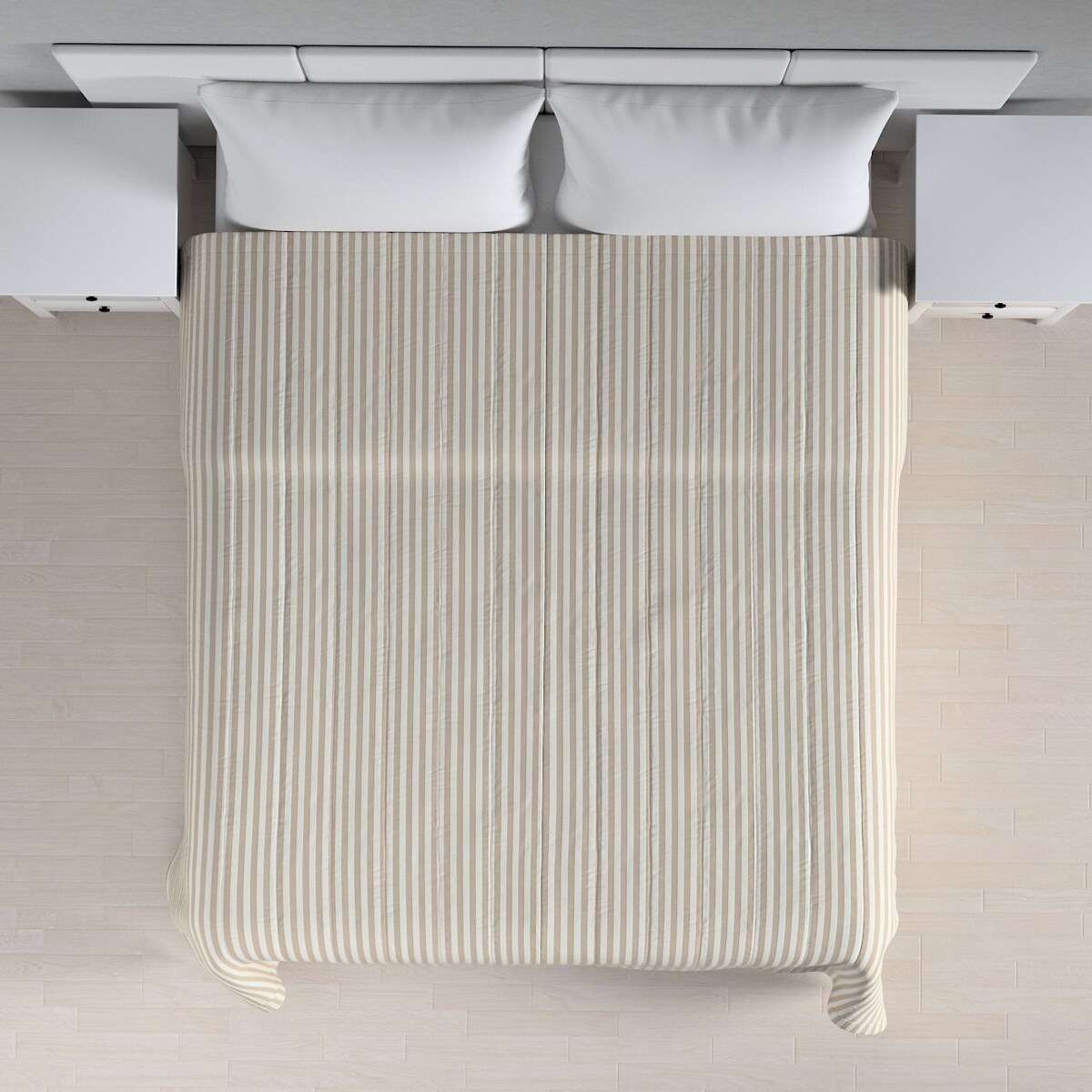 Narzuta pikowana w pasy 130x210 beżowo-białe pasy (1,5cm)