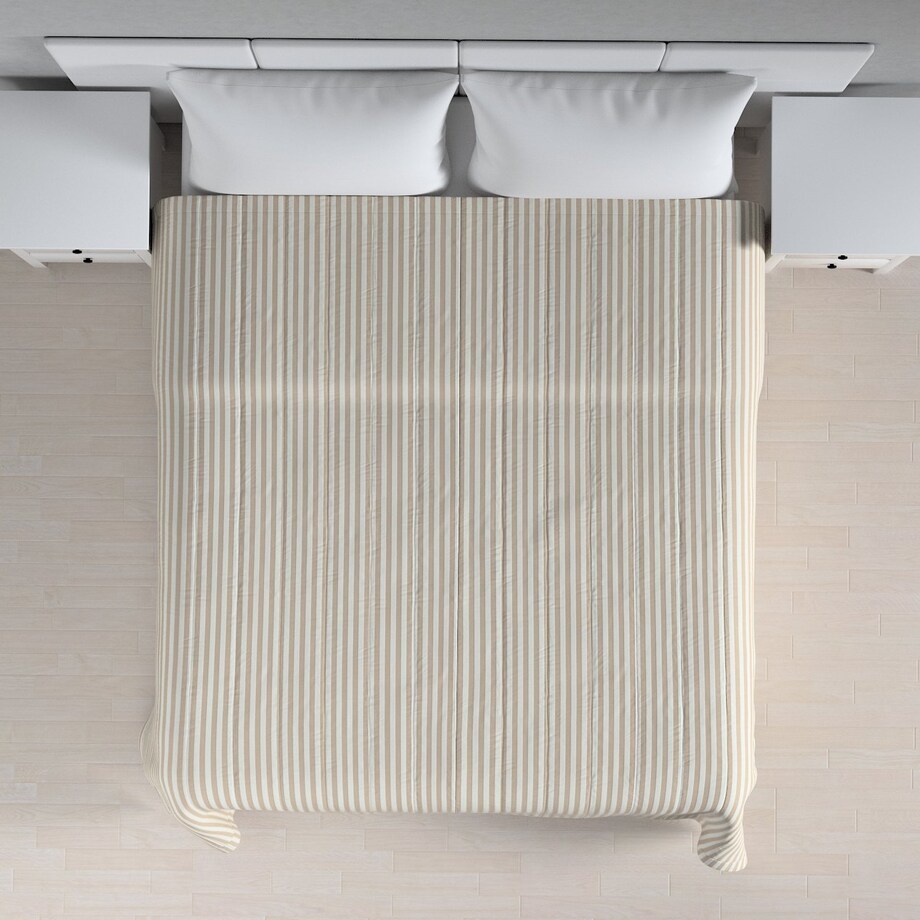 Narzuta pikowana w pasy 130x210 beżowo-białe pasy (1,5cm)