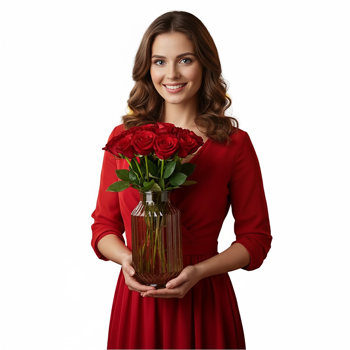 Wazon Szklany Wysoki Cylinder Dekoracyjny Na Kwiaty Ozdobny 23,5 cm