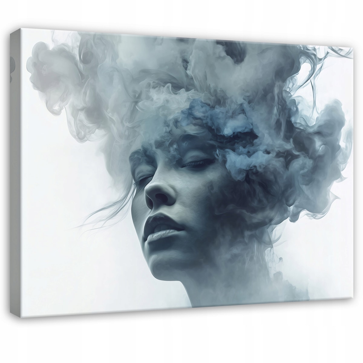 Obraz Kobieta Twarz Niebieski Do Sypialni Salonu Na Płótnie 100x70