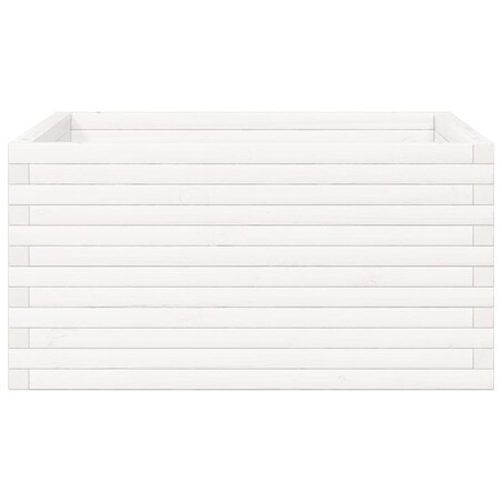 vidaXL Donica ogrodowa, biała, 90x90x46 cm, lite drewno sosnowe