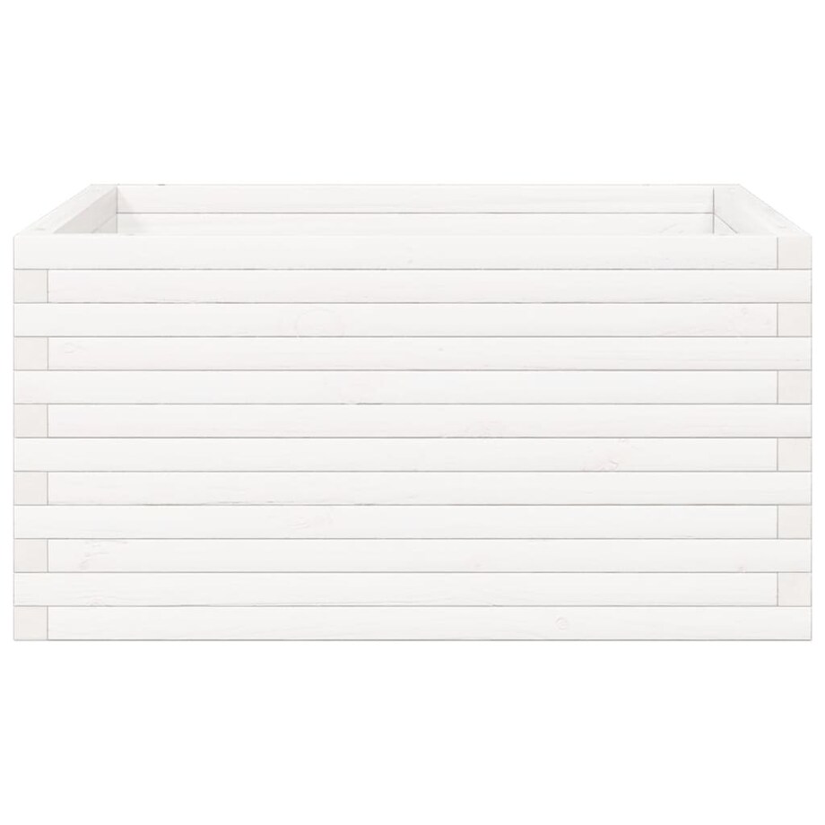 vidaXL Donica ogrodowa, biała, 90x90x46 cm, lite drewno sosnowe