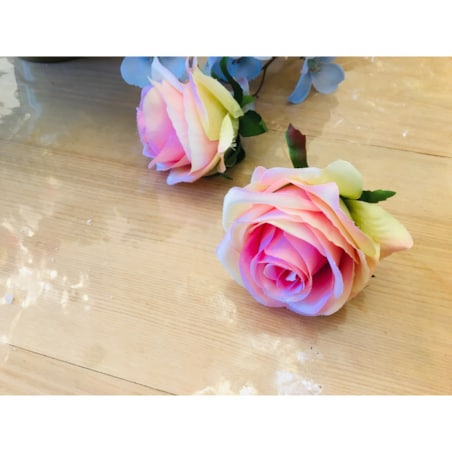 SZTUCZNE KWIATY DO BUKIETU wiązanki stroika RÓŻA RÓŻOWO ZIELONA święta 6szt