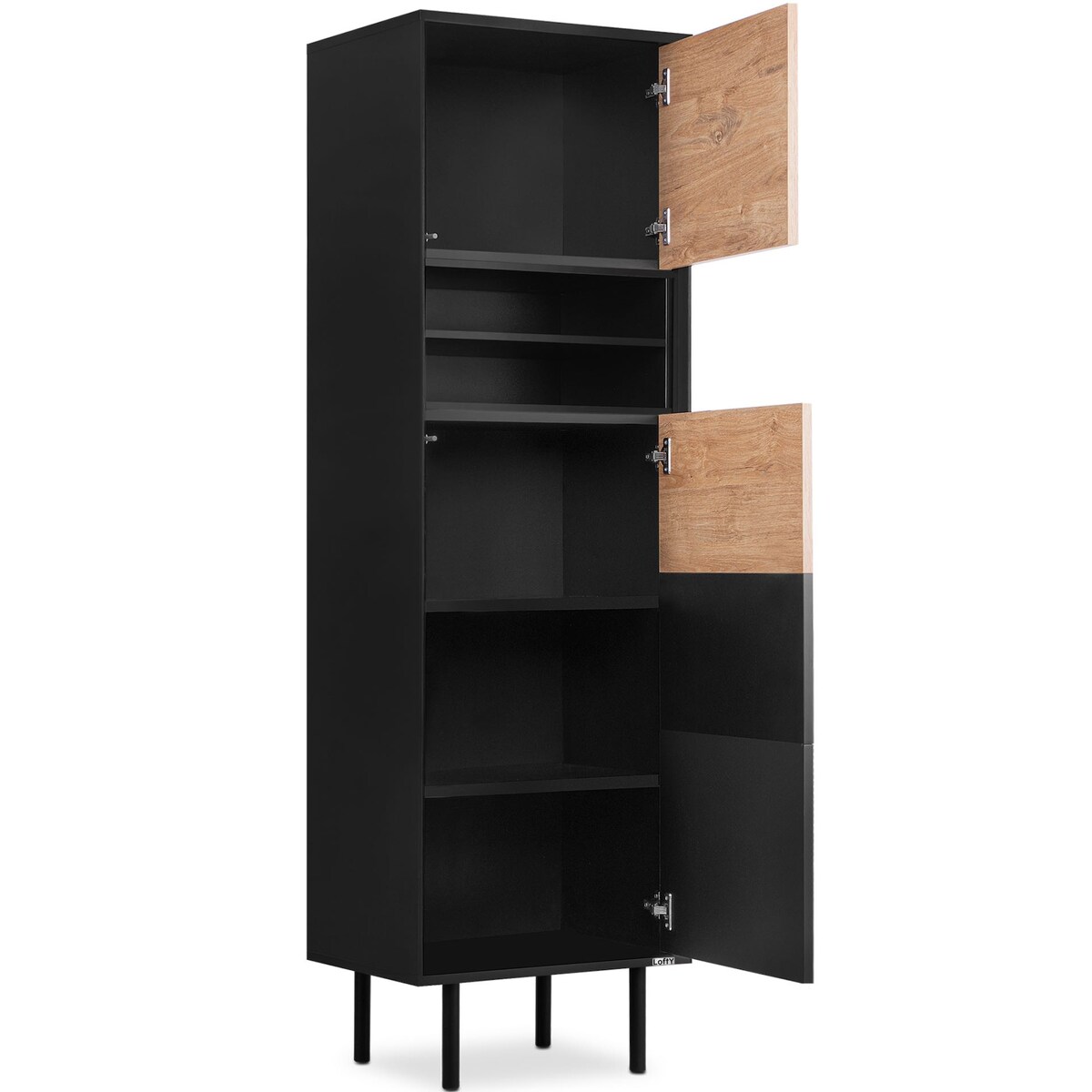 KONSIMO LOFTY Wysoki regał z ryflowaniem