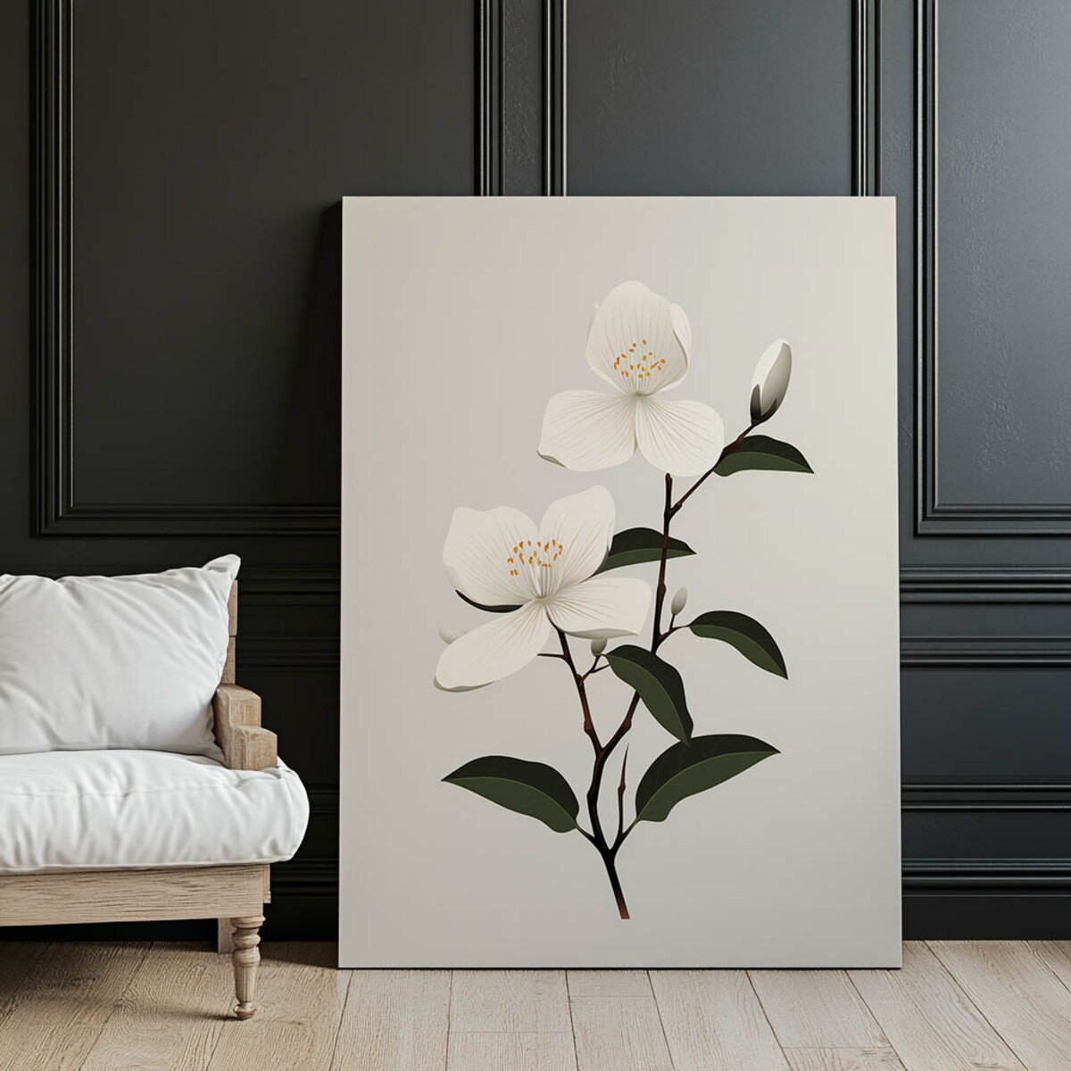 Jaśminowa Gałązka, 50x70 cm, bez ramy, płótno premium na blejtramie