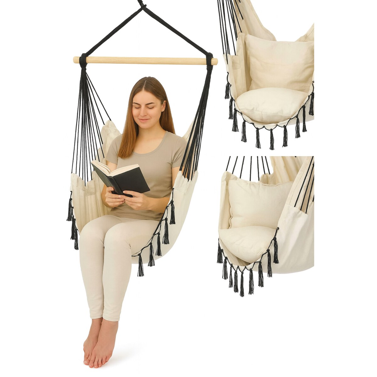 Fotel wiszący JUMI ogrodowy huśtawka kokon krzesło brazylijskie