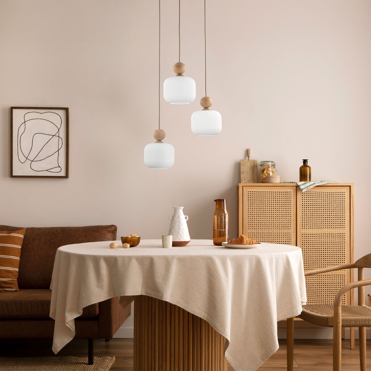 Lampa wisząca TK Lighting BALLO 11050 3xE14 Sabia/Biały regulowana wysokość metal szkło 35 cm