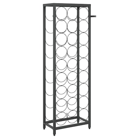 vidaXL Stojak na 27 butelek, czarny, 34x18x100 cm, kute żelazo