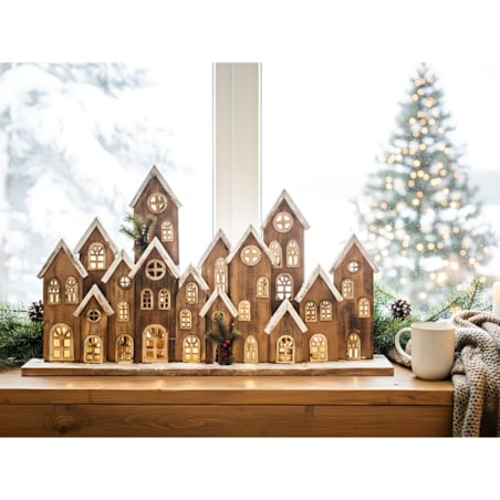 Dekoracja świąteczna LED MALLOS Domek 45 cm Brązowy