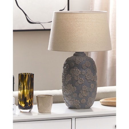 Lampa stołowa ceramiczna szaro-beżowa FERREY
