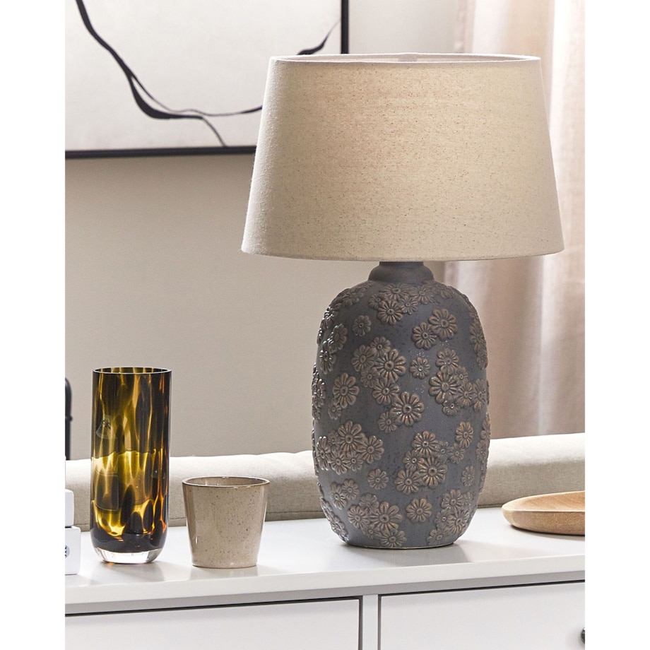 Lampa stołowa ceramiczna szaro-beżowa FERREY