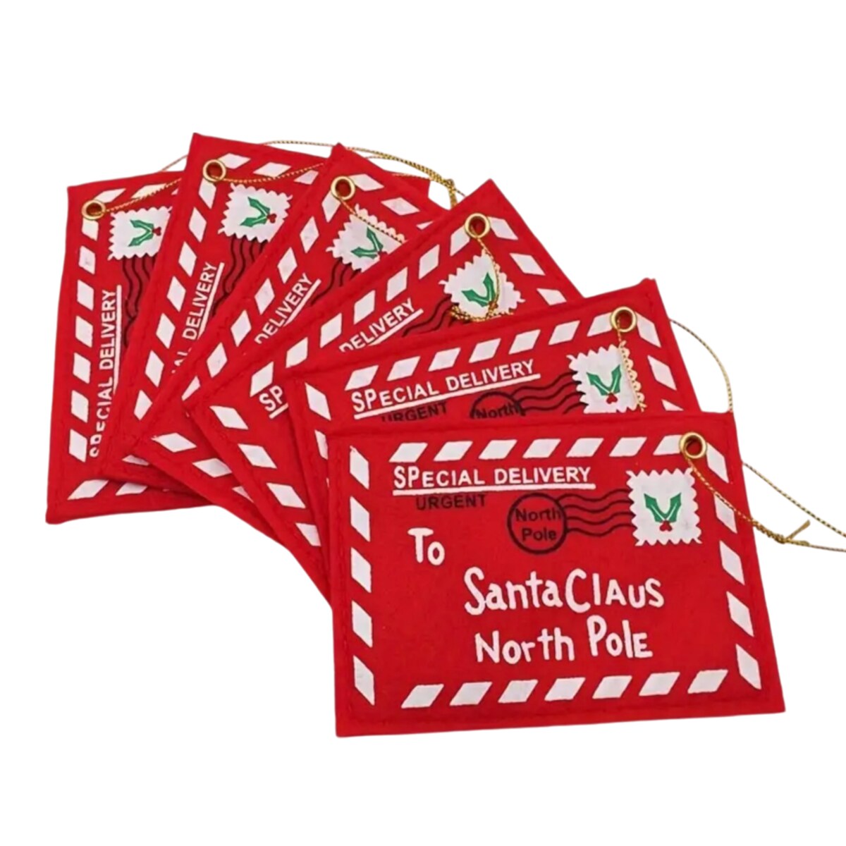 Filcowe ozdobne zawieszki na choinkę KOPERTY świąteczne list do św. Mikołaja