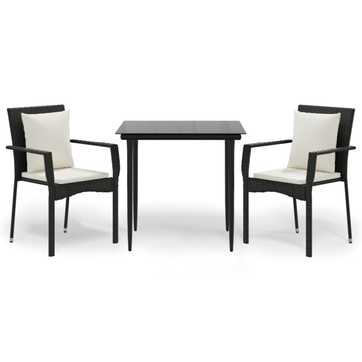 vidaXL 3-cz. zestaw mebli ogrodowych z poduszkami, czarny rattan PE