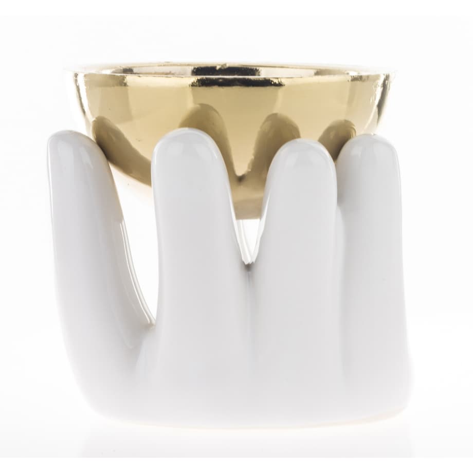 Kominek zapachowy ceramiczny 10x12x10,5 cm AROMA biało-złoty