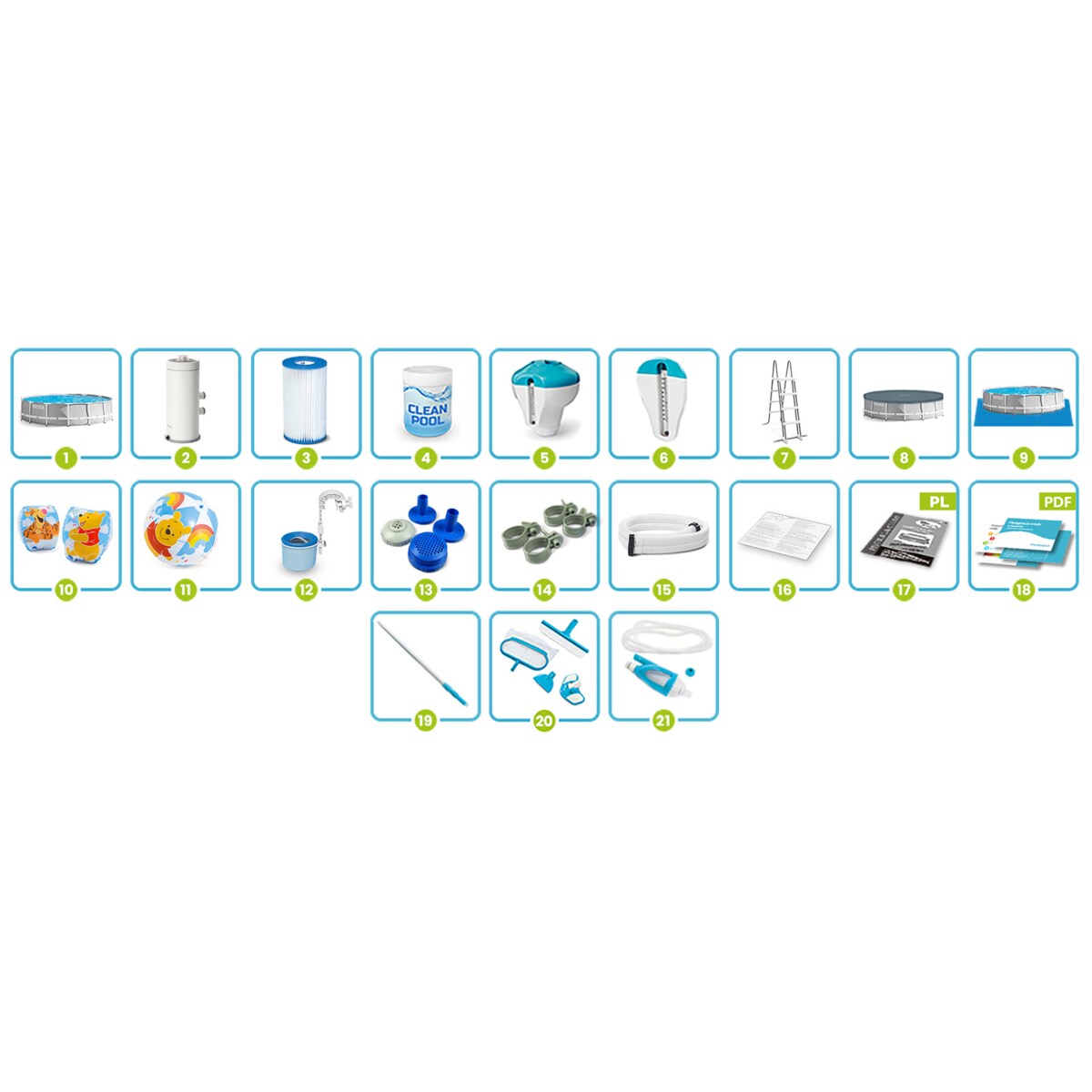 Basen ogrodowy stelażowy Intex 457x122 cm zestaw 21w1 26726