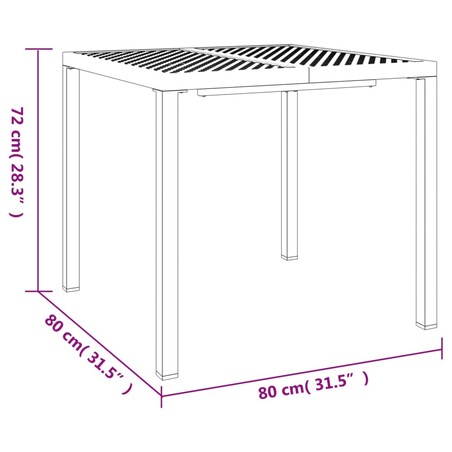 vidaXL Stolik ogrodowy, antracytowy, 80x80x72 cm, stal