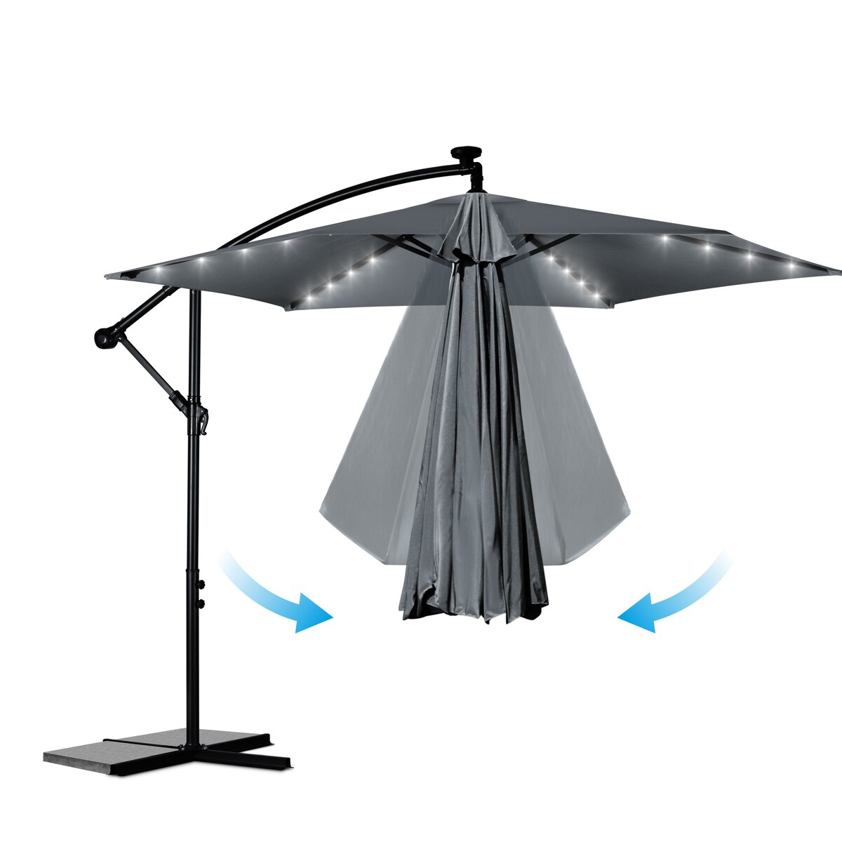 Parasol ogrodowy duży składany pokrowiec lampki led ø 350cm Plonos