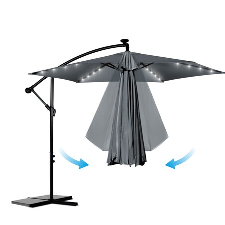 Parasol ogrodowy duży składany pokrowiec lampki led ø 350cm Plonos