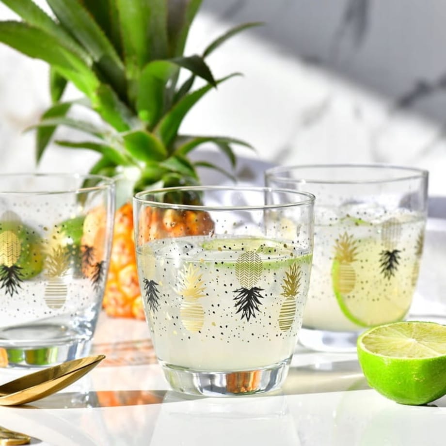 Szklanki Ozdobne Dekoracyjne Deco Ananasy Krosno 2 x 370 ml do Napojów Duet
