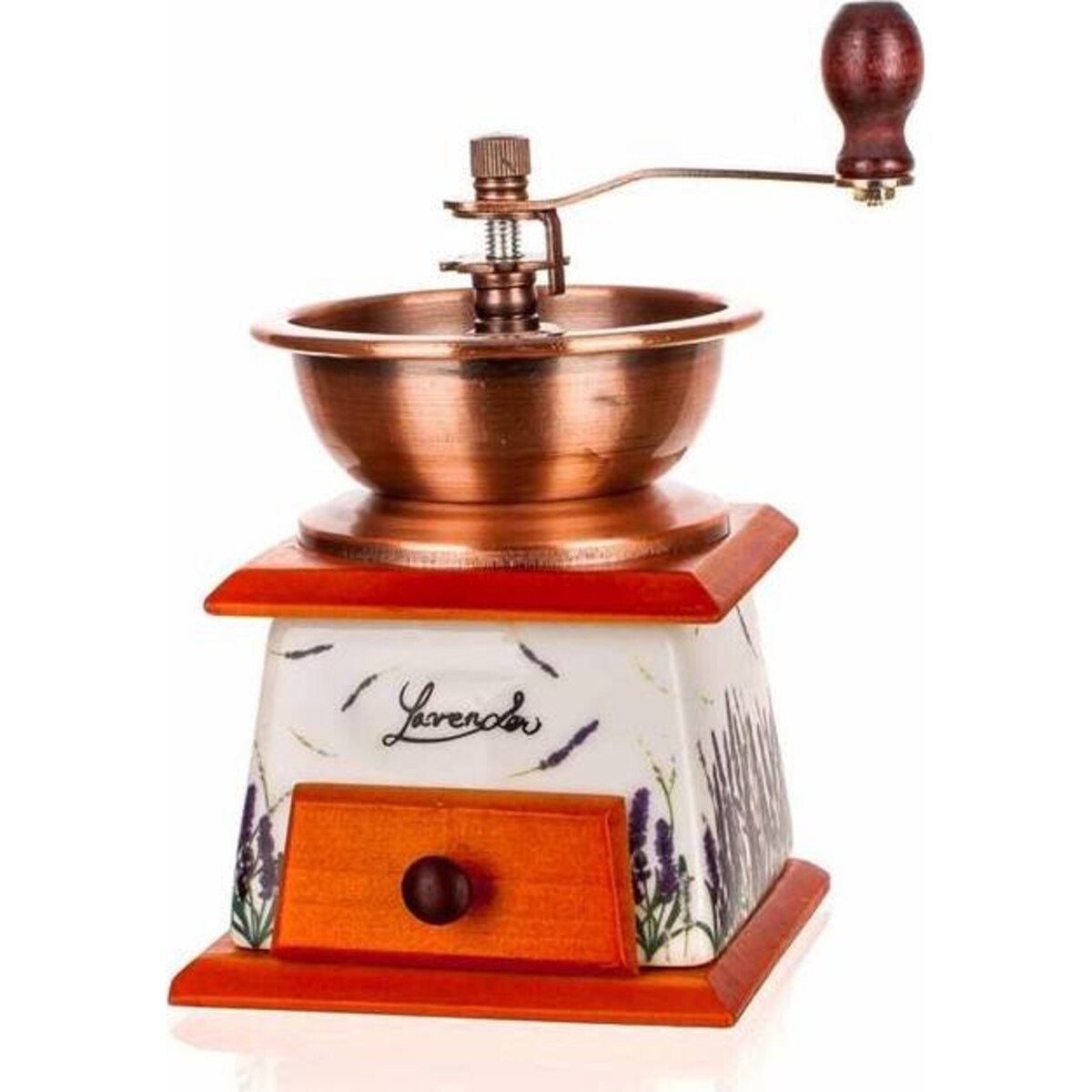 MŁYNEK RĘCZNY do mielenia kawy przypraw Lawenda na prezent bliskich babci
