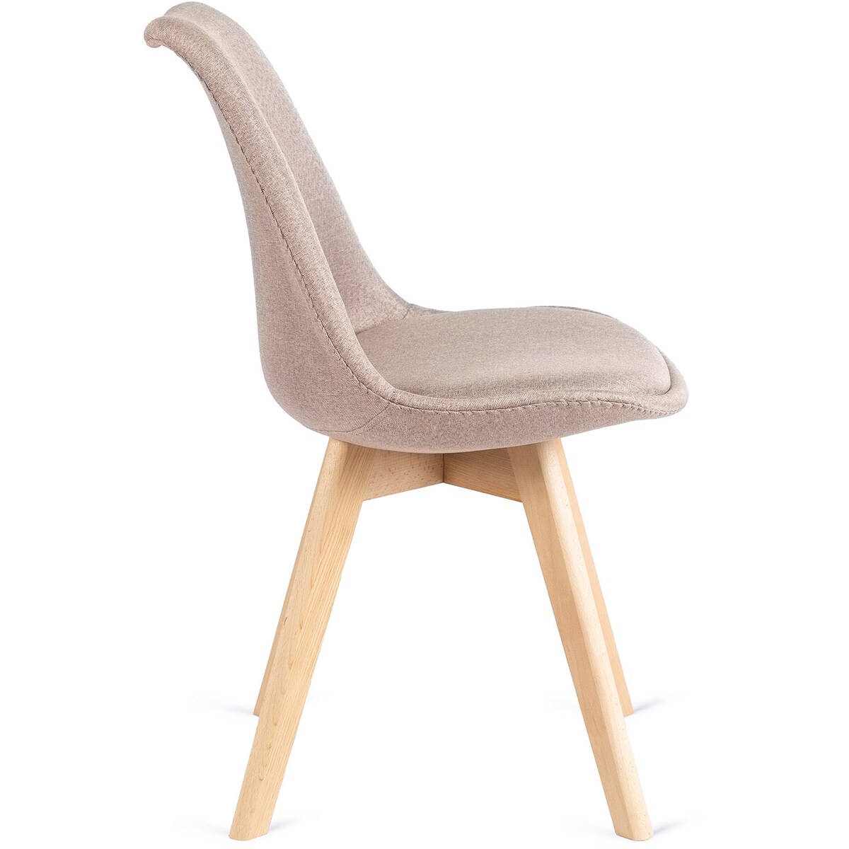 Krzesło Tapicerowane Skandynawskie Do Jadalni Kuchni Beżowe Dąb Nogi NEVEL