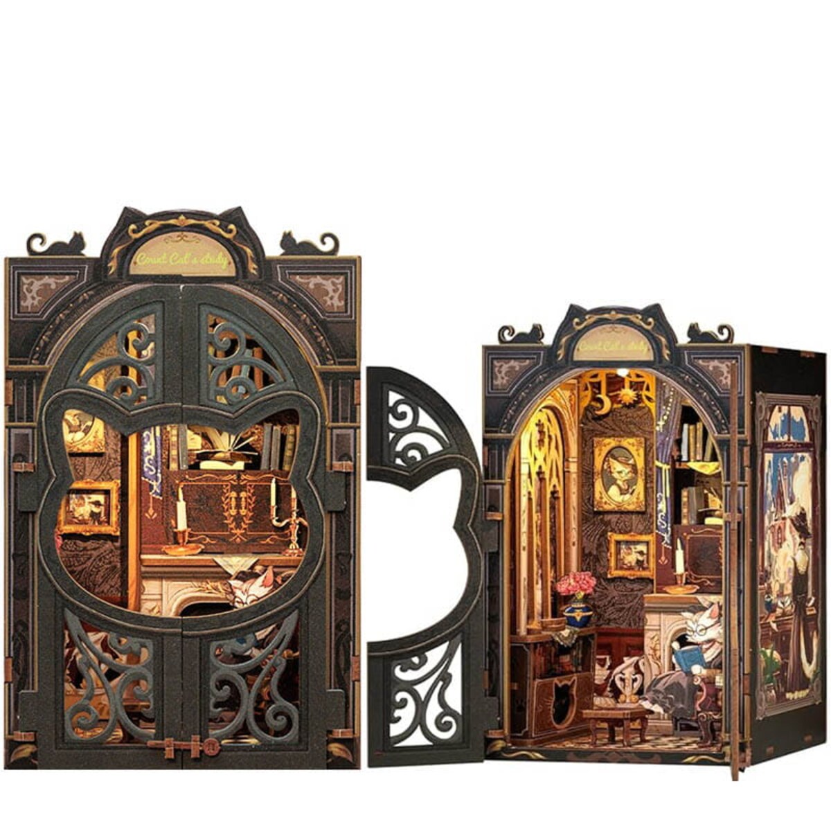 Miniaturowy domek mini Book Nook - Salonik Hrabiego Kota - CuteBee