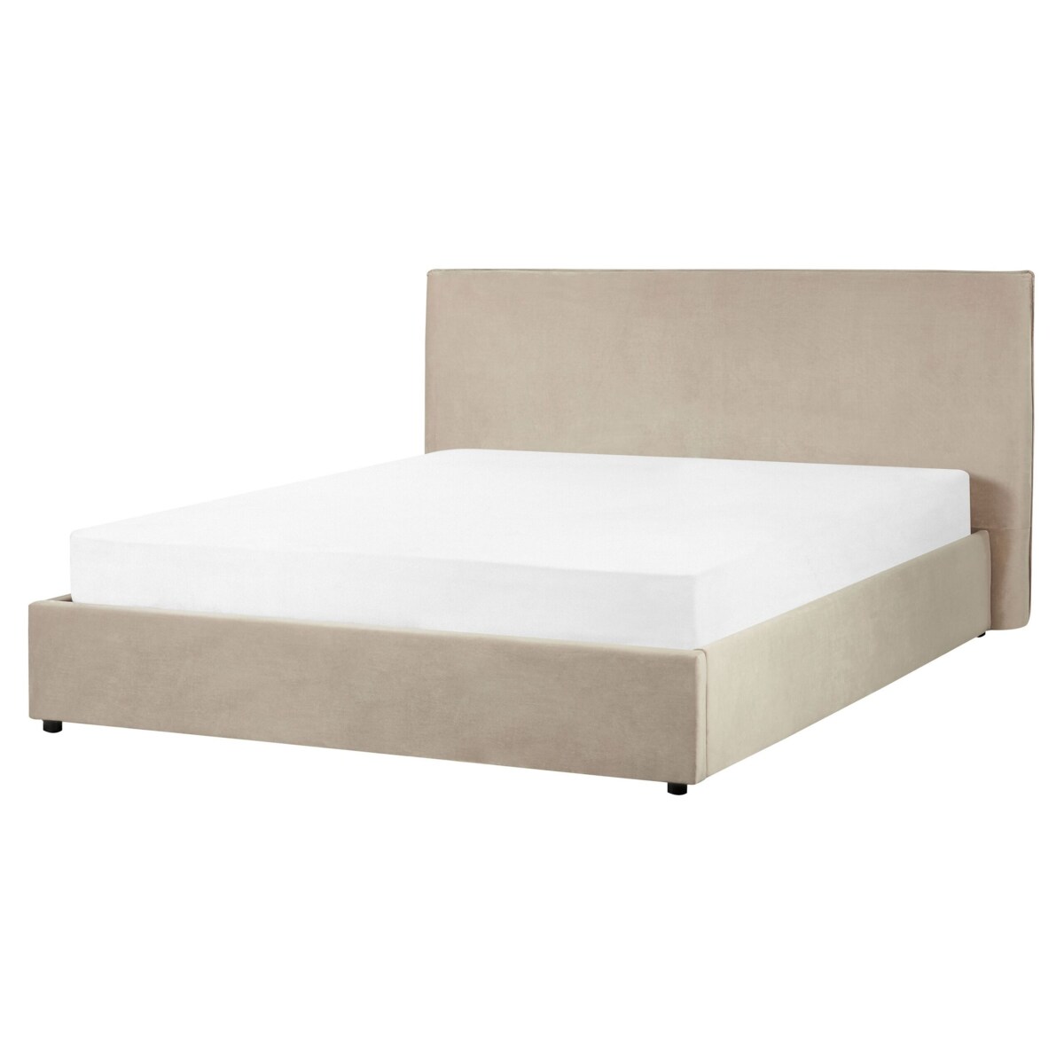 Łóżko z pojemnikiem welurowe 160 x 200 cm beżowoszare LAVAUR