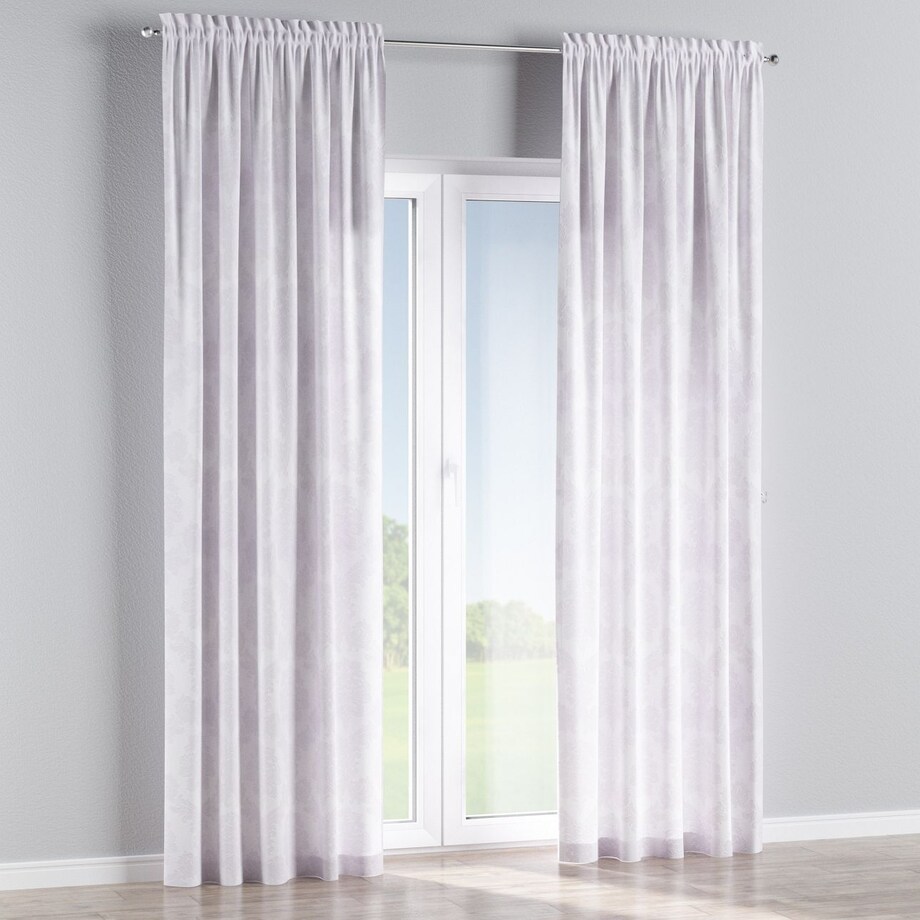 Zasłona na kanale z grzywką 1 szt. 130x260 liście akantu na białym tle