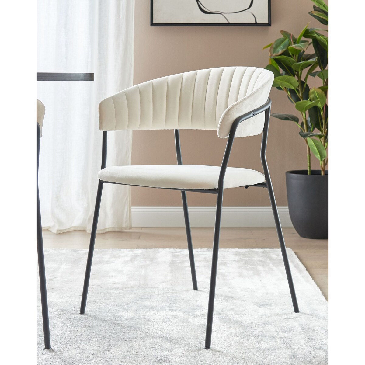 Zestaw 2 krzeseł do jadalni MARIPOSA Welur Kremowy