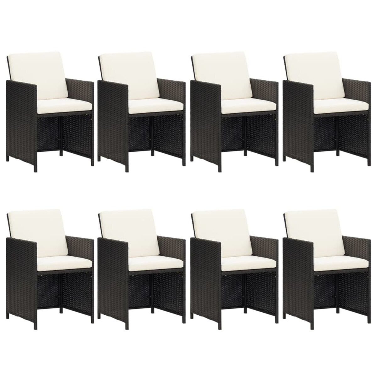 vidaXL 9-cz. zestaw mebli ogrodowych z poduszkami, polirattan, czarny