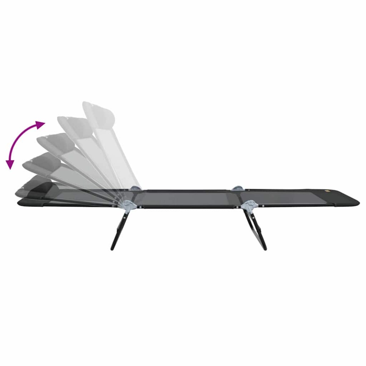 vidaXL Składany leżak 1-osoba Czarny 182 x 55 x 85.5cm Textilene