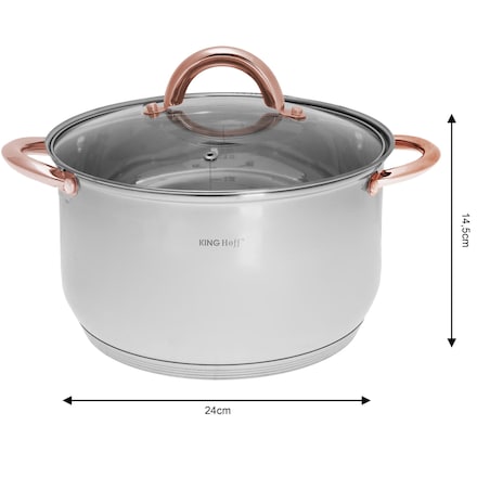 Zestaw garnków stalowych 8 ele. garnki na indukcję komplet Rosegold KINGHOFF