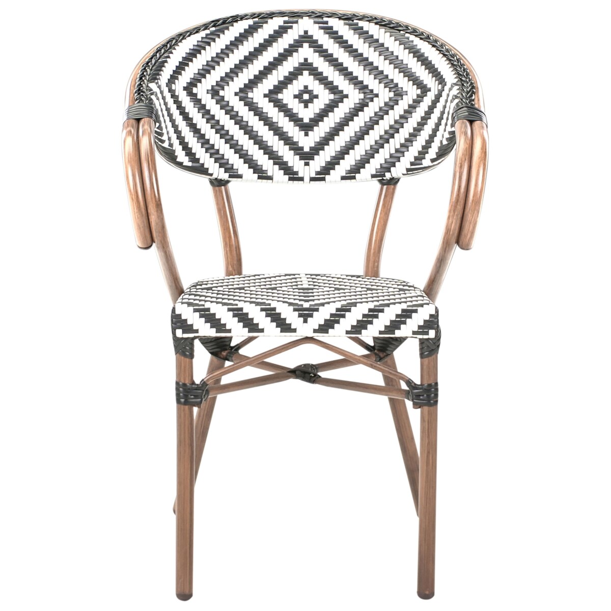 Zestaw 4 krzeseł ogrodowych RIFREDDO Technorattan Czarny/ biały