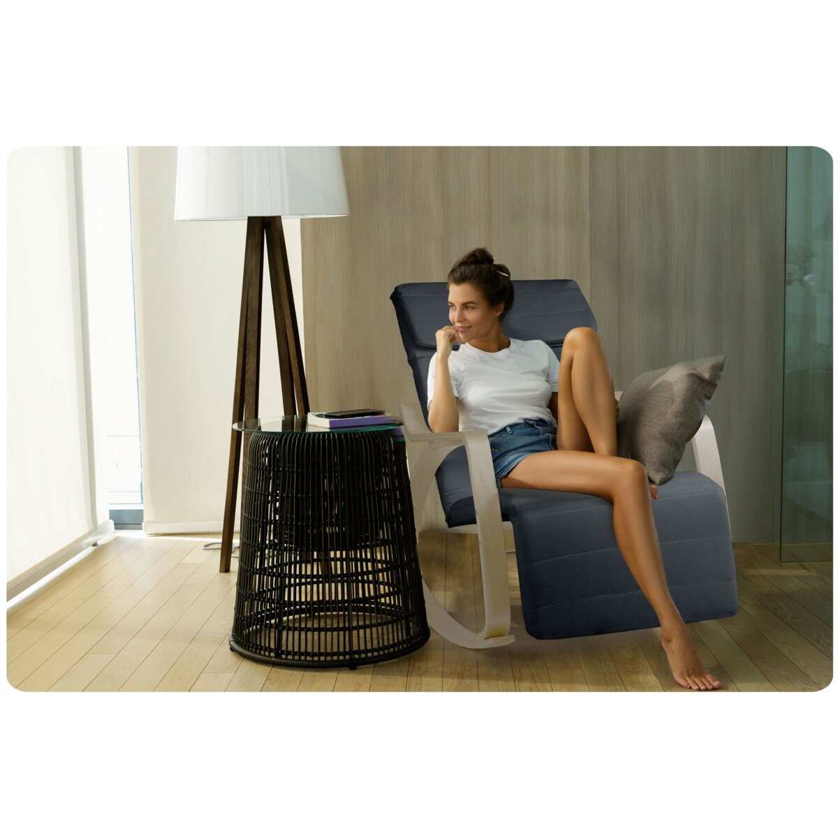 Fotel bujany na biegunach wypoczynkowy drewniany Sofotel Suzi