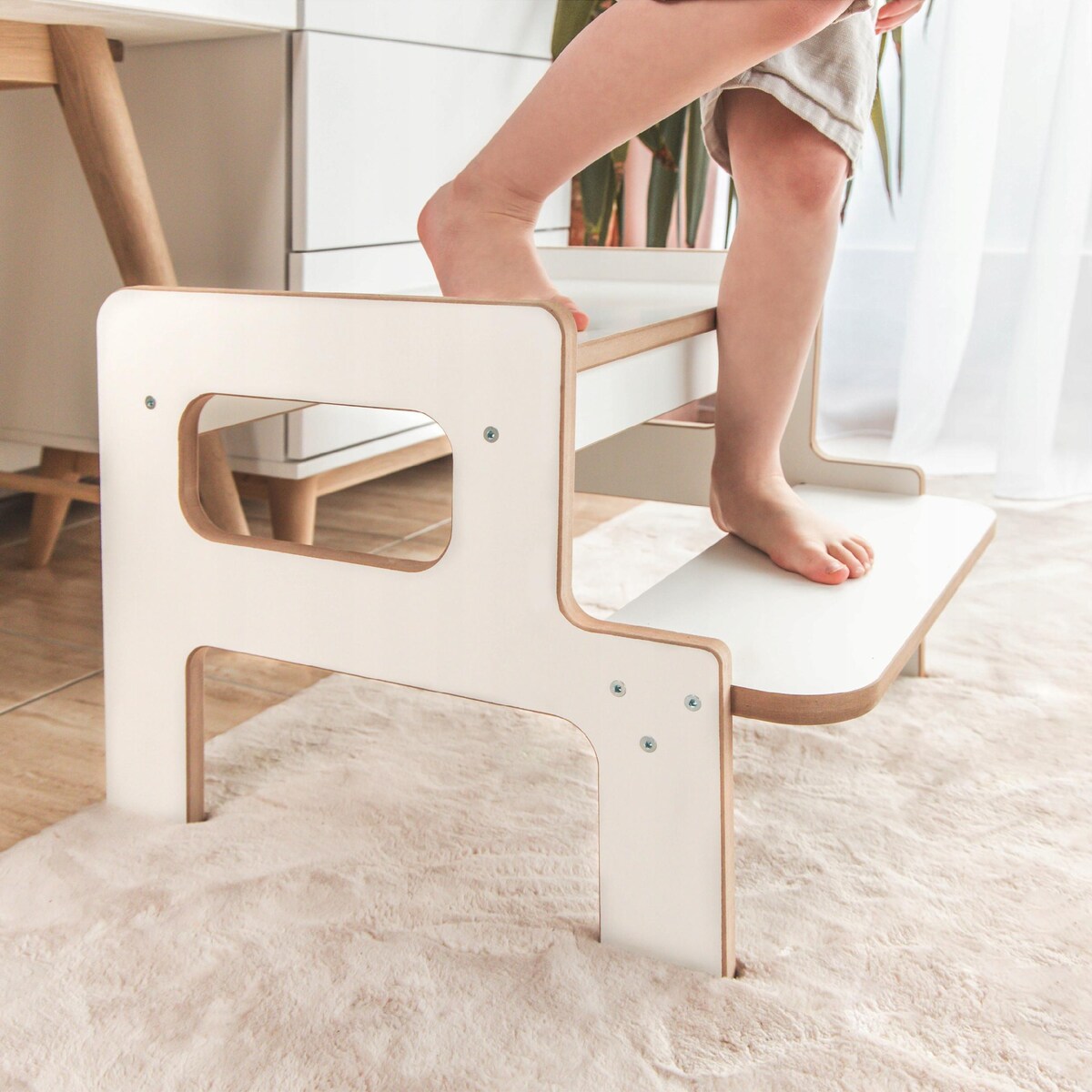 Kitchen Helper Podest Dwustopniowy CERTYFIKOWANY Schodki Dzieci Drewniany