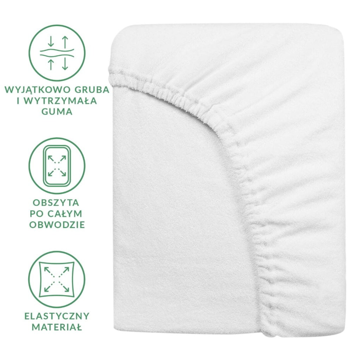 Prześcieradło z bawełny frotte z gumką 180x200 kolor biały