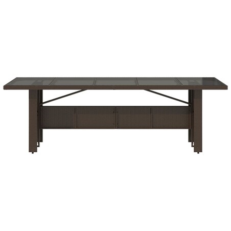 vidaXL Stół ogrodowy ze szklanym blatem, brąz, 240x90x75cm, polirattan