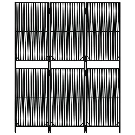 vidaXL Parawan 3-panelowy, czarny, polirattan